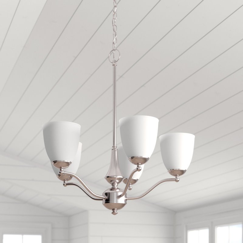 Lustre classique / traditionnel à 5 lumières Minidoka, Nickel brossé, A19