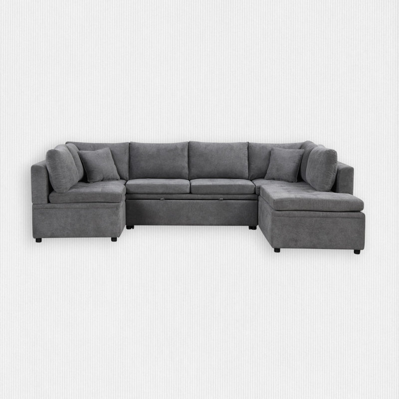 4 - Piece Upholstered Sectional, Gray Chenille