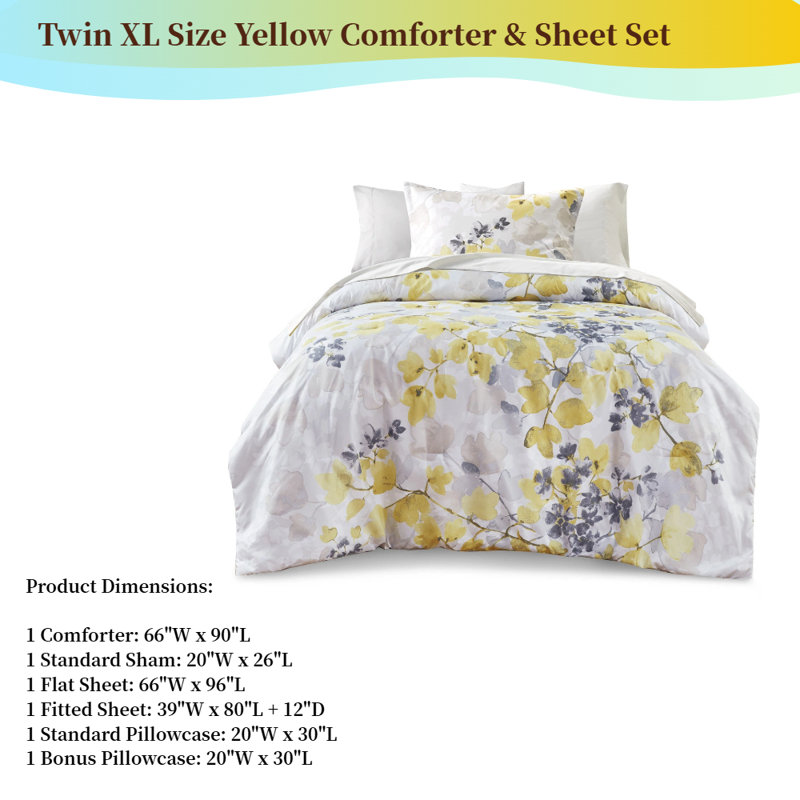 Ensemble d'édredon et de draps jaune, literie 10 pièces, Couvre-lit simple + taies d'oreiller