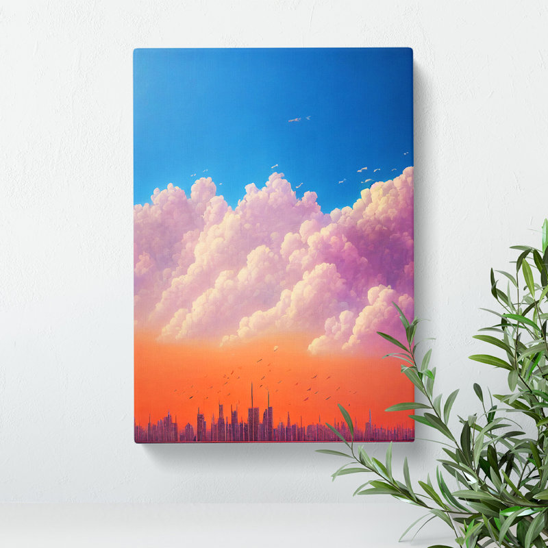 City Skyline Under Clouds - Print, Wrapped Canvas, 50cm H x 35cm W x 3cm D, No Matte