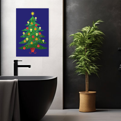 Julgran Christmas Tree Abstract Contemporary Pine Tree Landscape Wall Art Print 1 Piece Wrapped Canvas Wall Art