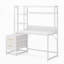 Bureau d'ordinateur de 55 pouces avec huche, 2 tiroirs et tablettes ouvertes, bureau moderne avec rangement-1828027117