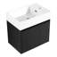 Meuble-lavabo de salle de bain 24 po - style moderne, portes à fermeture en douceur, conception à montage flottant, cuve en résine, fabrication en contreplaqué, châtaignier noir 24 po avec armoire moderniste, porte, forme montée, contreplaqué,-121112435