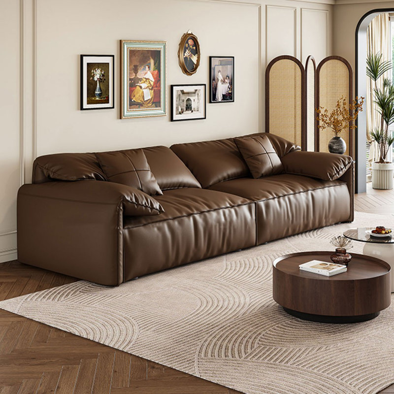 Coussin de canapé modulaire en cuir véritable Coffee, H 31,5 po x l 102,36 po x P 41,34 po, 3