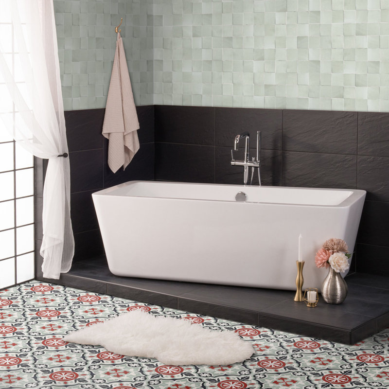 8" x 8" Cement Patterned Wall & Floor Tile, Bloom