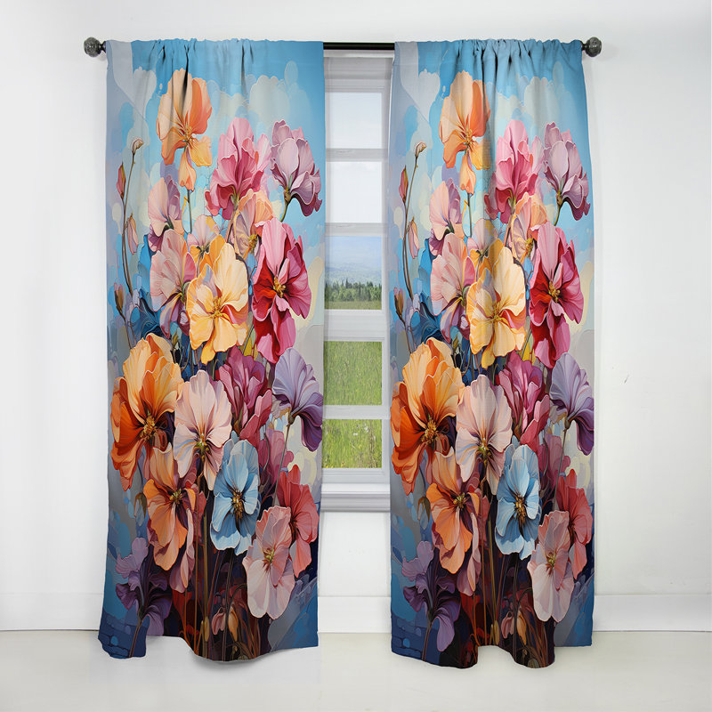 Buhler - Rideau Pansies - Rideau floral occultant en velours - 1 panneau, L 52 po x L 108 po