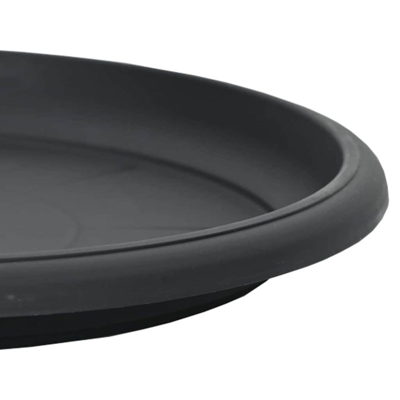 Round Flower Tray 6 Pcs Plastic, 2.5cm H x 27cm W x 27cm D, Black
