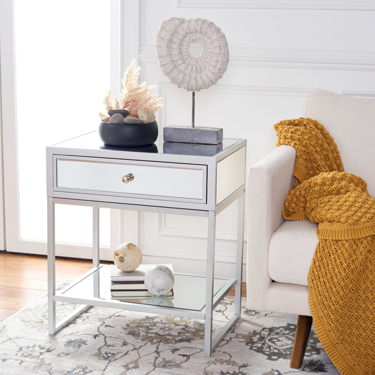 Cyra 1 Drawer Mirrored Accent Table