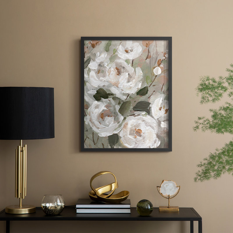 Whitese Blush Garden Framed Print - Solid Wood, H 15 po x l 12 po, Noir, noir, noir, noir