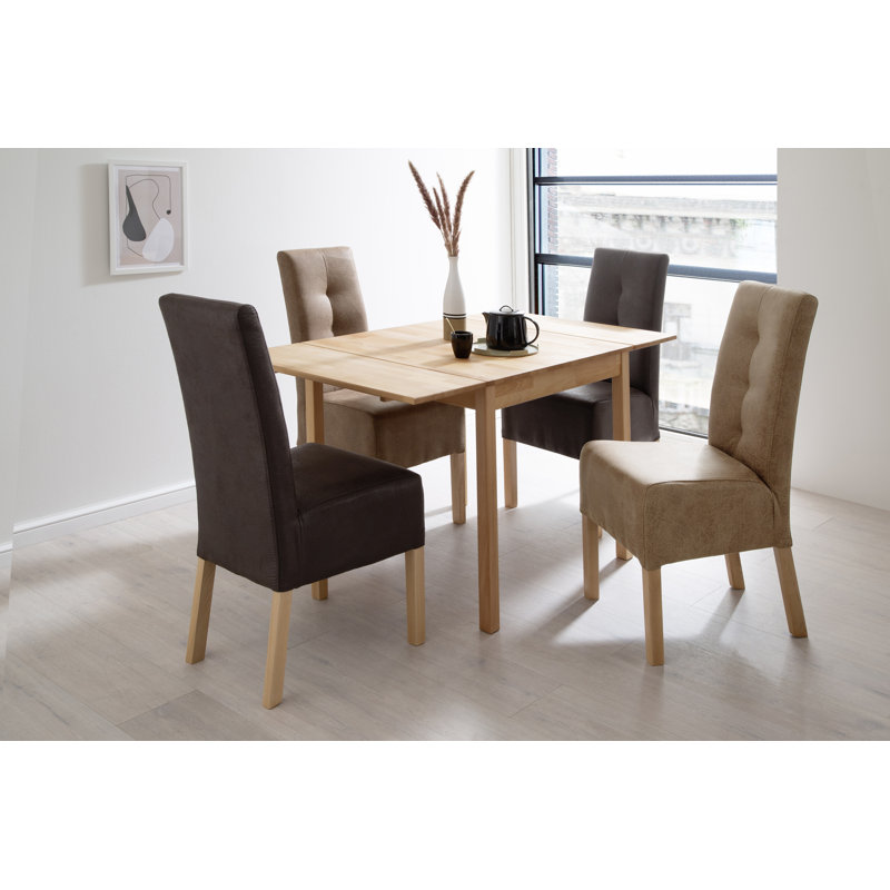 Sammie Beech Solid Wood Dining Table, Beige