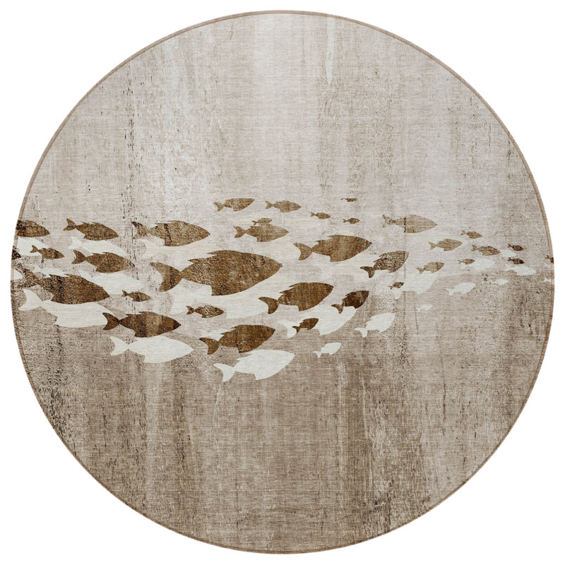 HomeRoots Round Machine Woven Area Rug