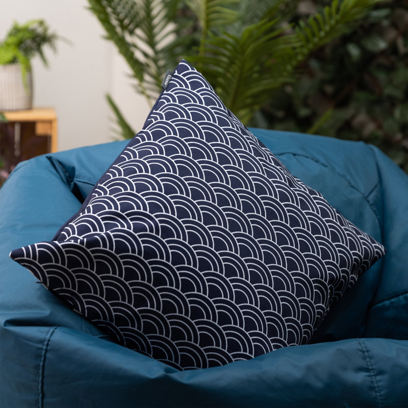Bean Bag Bazaar Deck Stripe Indoor-Outdoor Cushion, Navy Blue