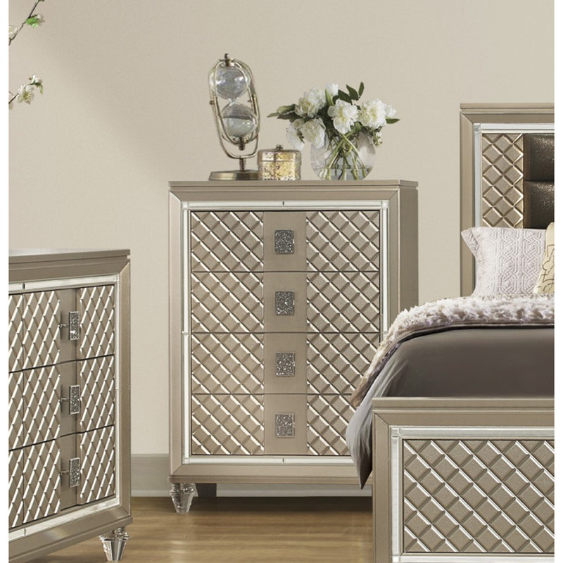 Glacieuse commode 1 pièce 4 tiroirs pieds de luxe en acrylique