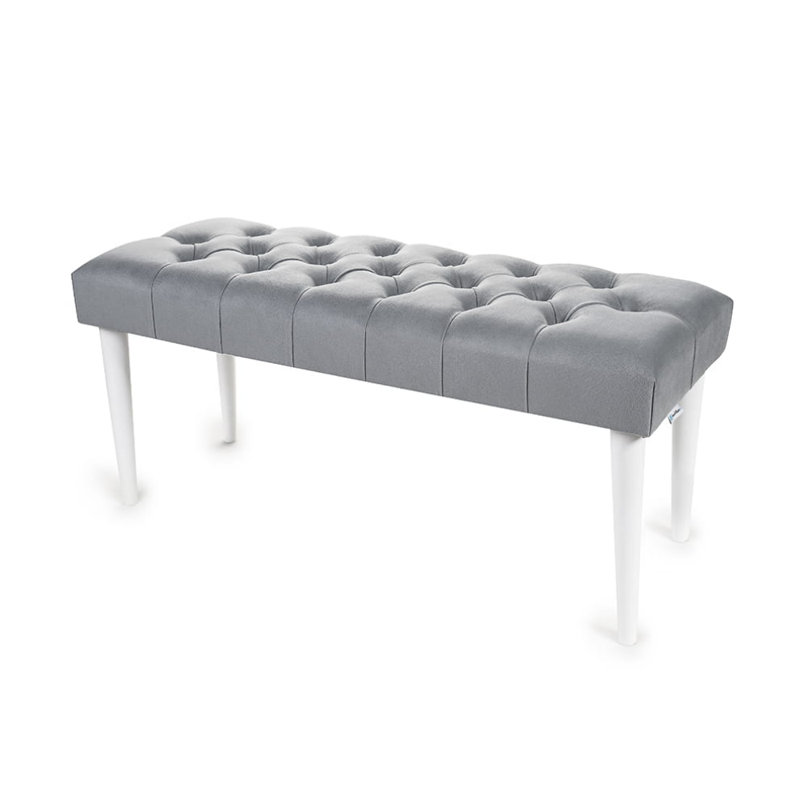Upholstered Bench, Grey/White, H40 x W100 x D30cm