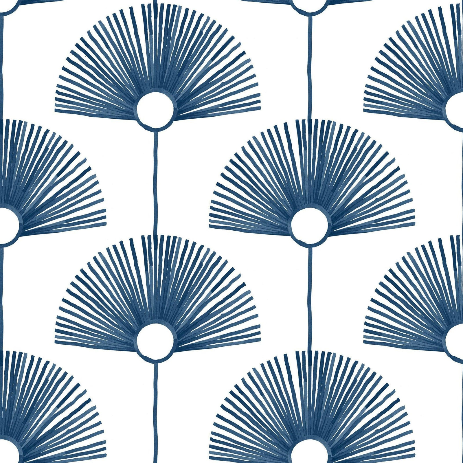 Deco Fan Self-Adhesive Wallpaper, Indigo, Paper, Non-pasted