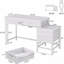 Bureau d'ordinateur 51 po réversible, bureau à domicile blanc avec 5 tiroirs, classeur et support pour imprimante