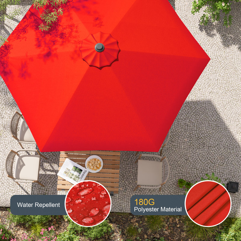 Parasol Sawyer, Rouge piment, H 92,9 po x l 90 po x P 90 po