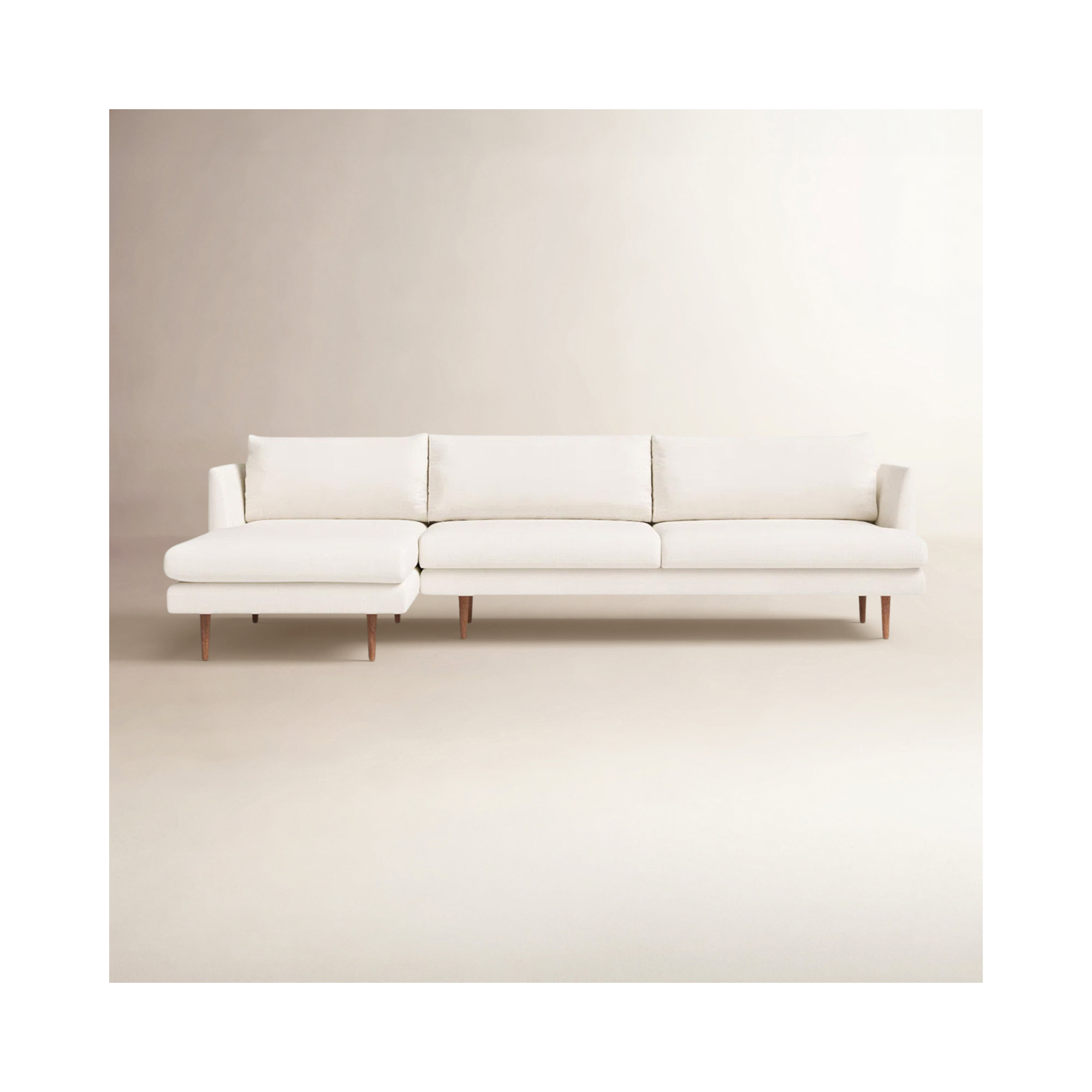 Miller 2 - Piece Upholstered Chaise Sectional, Left Hand Facing, Ivory Polyester Blend