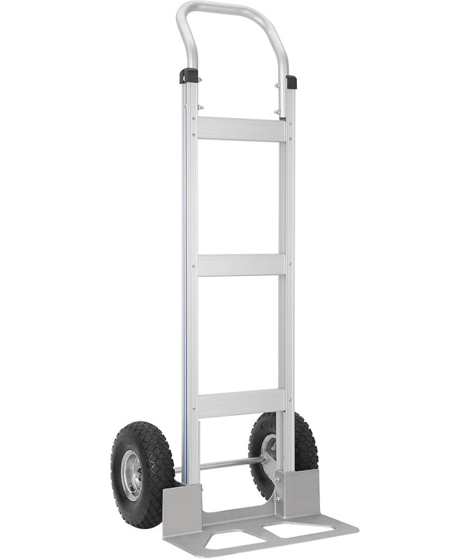 Heavy Duty Aluminium Folding Hand Truck, 250kg Capacity, 25cm Rubber Wheels, Horizontal Loop Handle for Moving Home Shop Garden