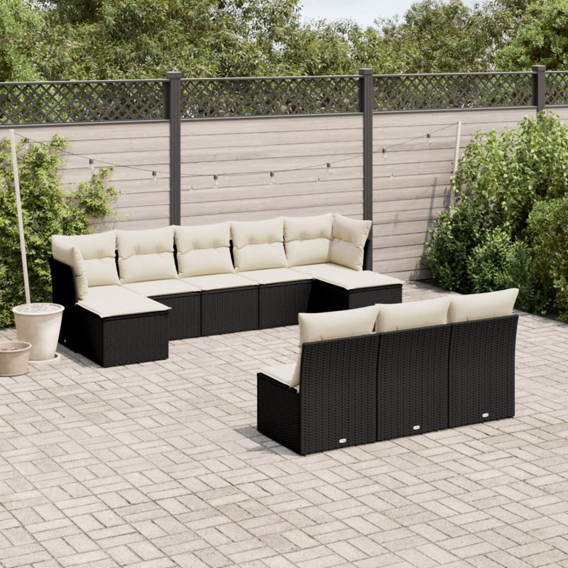 Ensemble de canapé de jardin Vidaxl noir, blanc crème