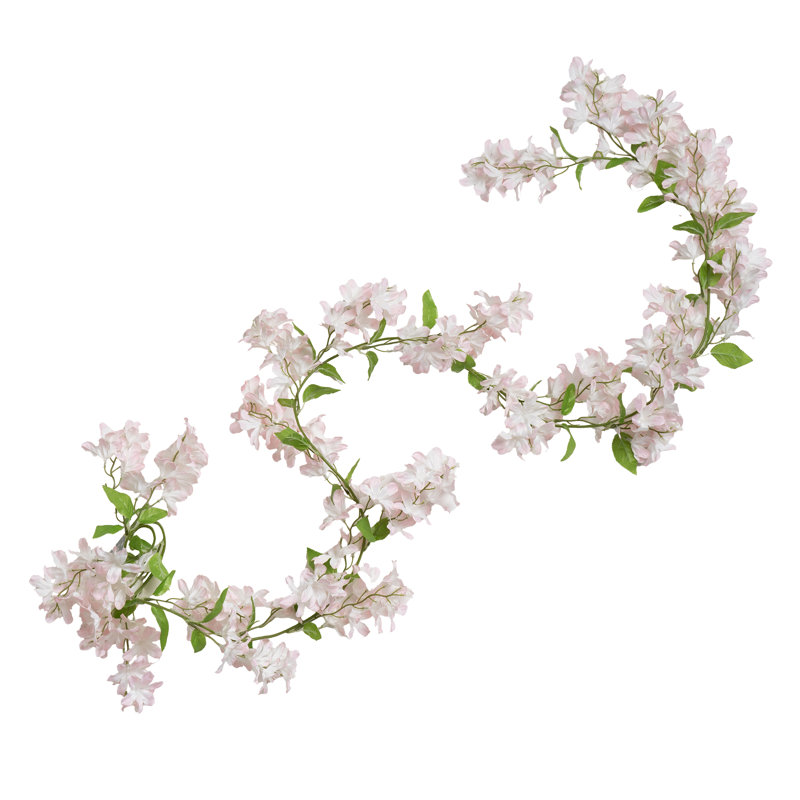 180cm Faux Trailing Hydrangea Garland Pink/White