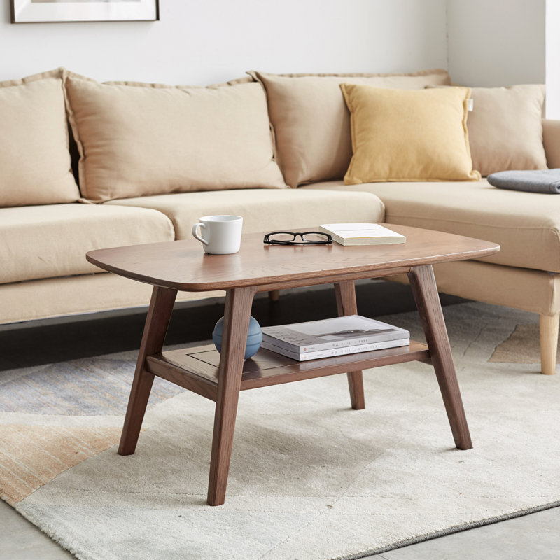 Table basse, table basse en bois Soild, H 17,3 po x L 47,2 po x l 22 po, Walnut