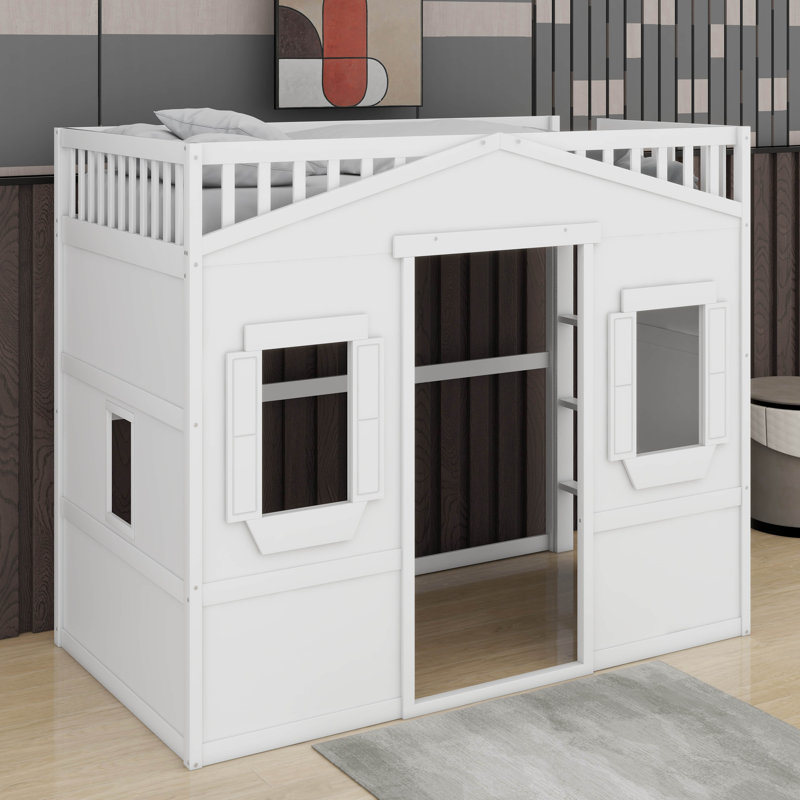 Lit mezzanine simple avec échelle, Blanc