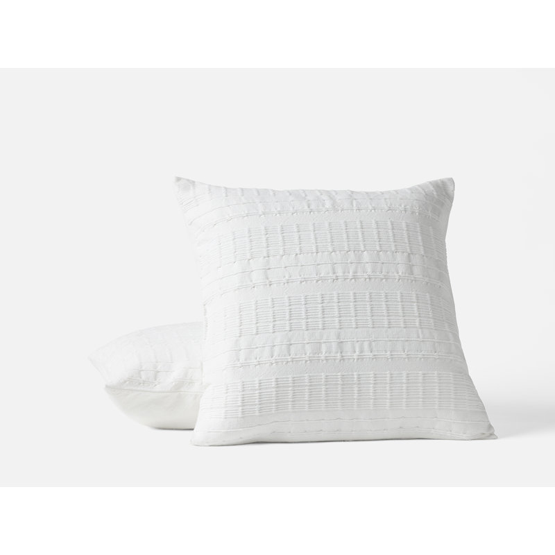 Sea Ridge Pillow Cover, Alpine White Striped, Square, 22"H x 22"W