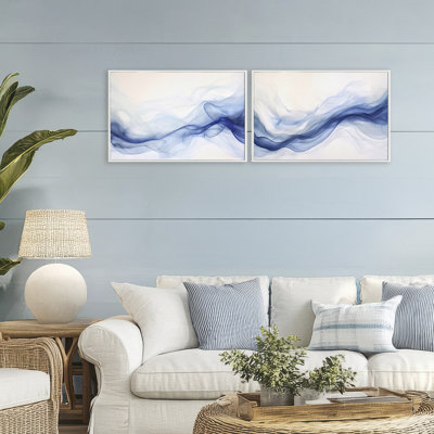 Dreamy Indigo Mist 2pc Framed Giclee Set, design by Andrea Haase