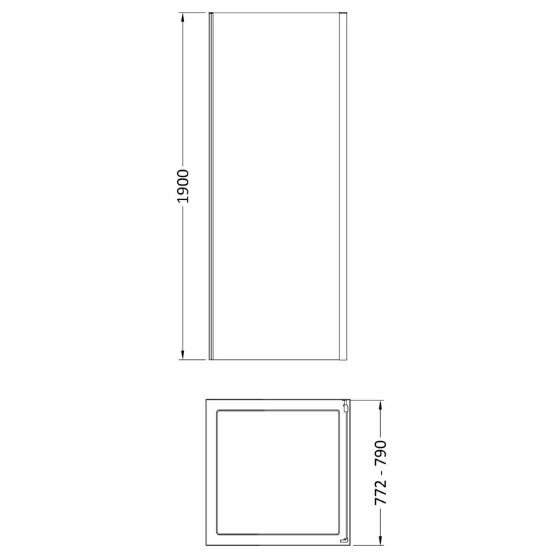 Rene 1900 x 800mm Side Panel, Chrome
