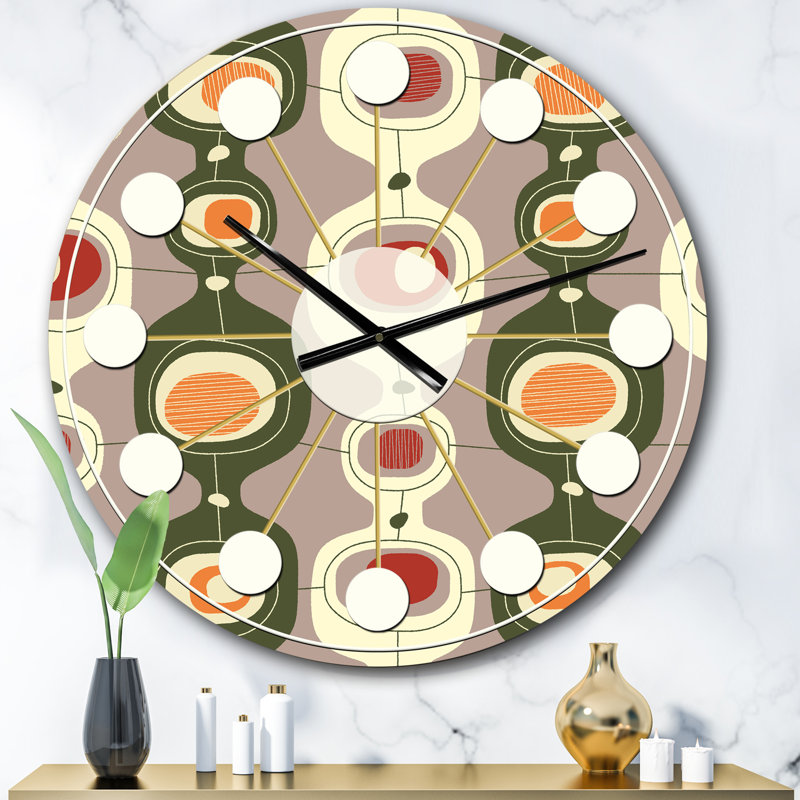 Horloge murale rétro Mid-Century, Surdimensionné