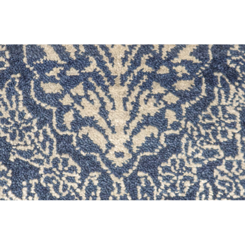 Hand-Knotted High-Quality Blue and Silver Area Rug