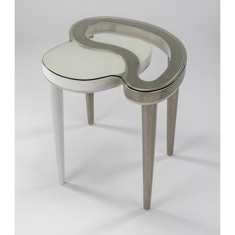 End Table, White/Silver