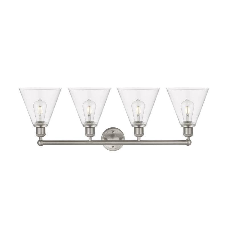 Éclairage de salle de bain à intensité variable à 4 lumières Mallery, Transparent, Nickel satiné