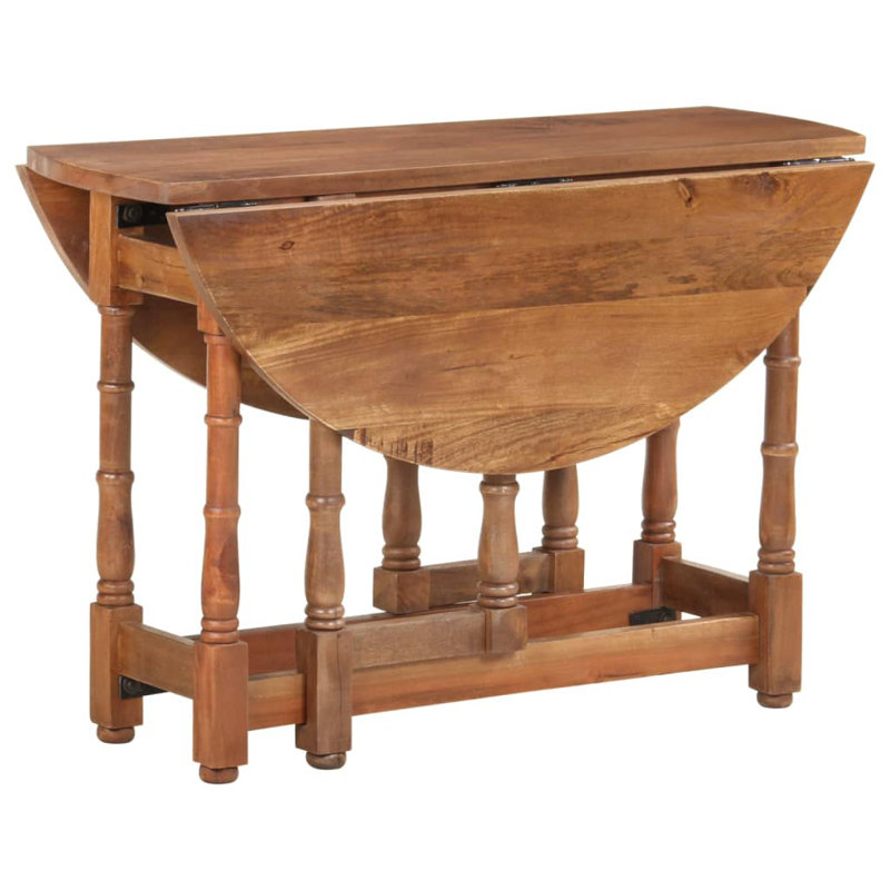 Cummins Round Solid Wood Dining Table, Brown