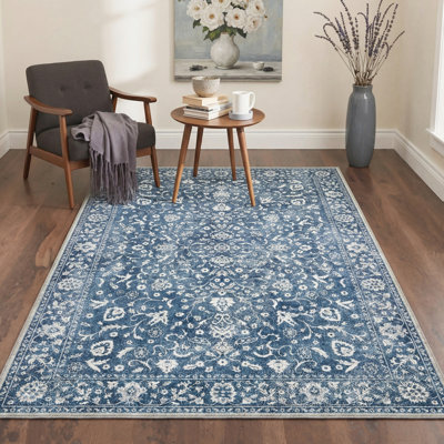 Tapis d'intérieur bleu / blanc Zahara