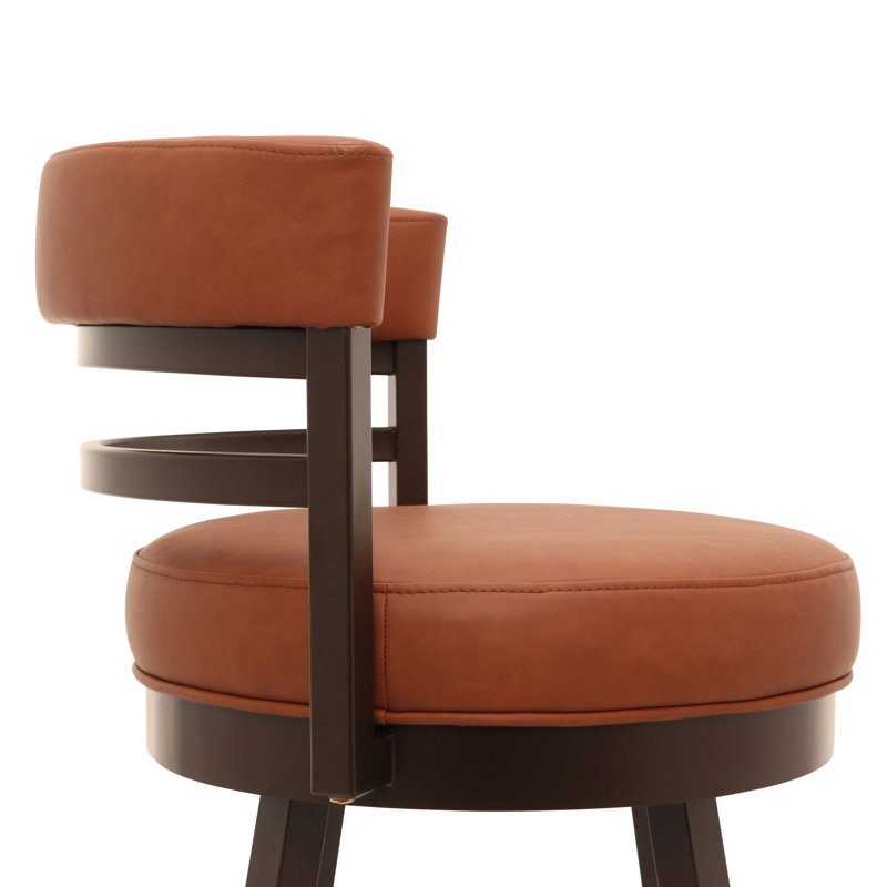 Sunnydale Camden 26" Swivel Counter Stool, Molten Bronze Finish & Saddle Brown Leatherette
