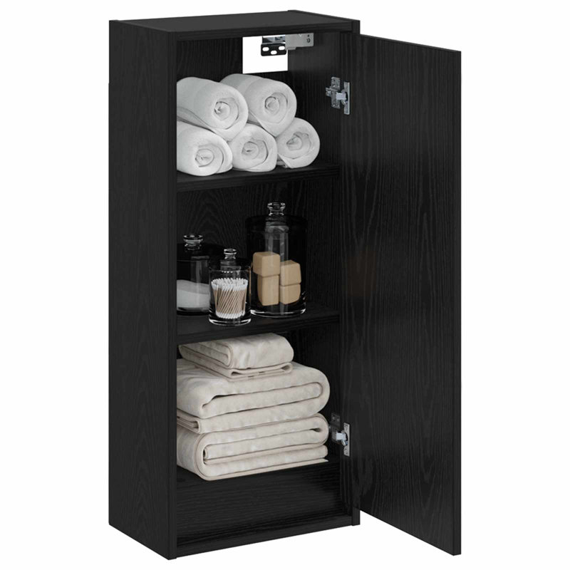 Engineered Wood Linen Cabinet, Black Oak