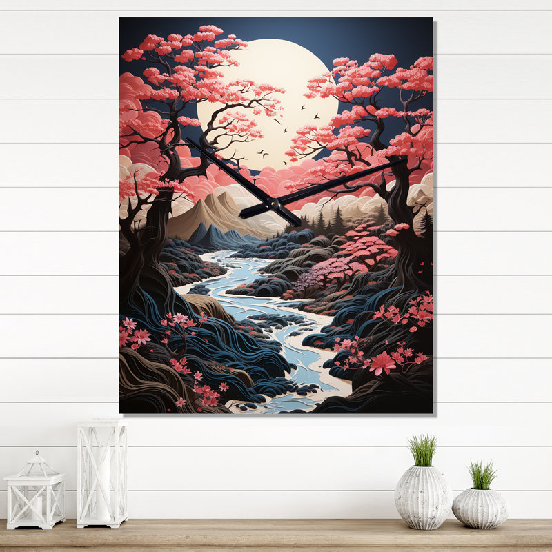 Horloge murale surdimensionnée Pink Forest, H 40 po x l 30 po x P 1 po