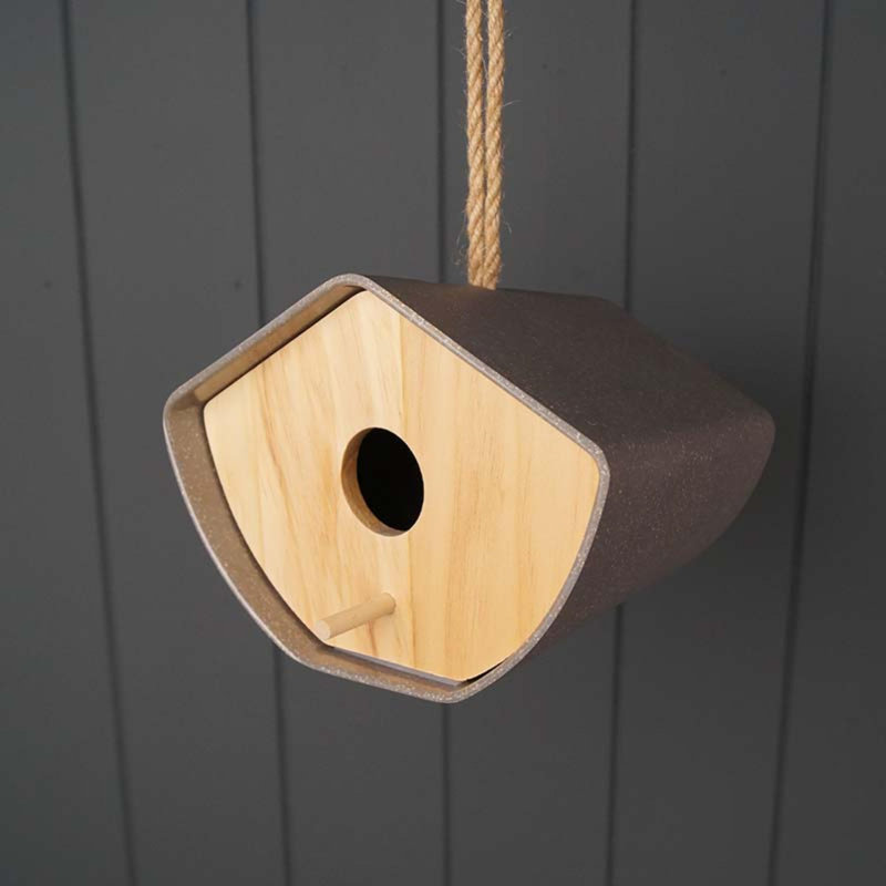 Earthy Bamboo Japandi (16Cm) Hanging Birdhouse, Anthracite