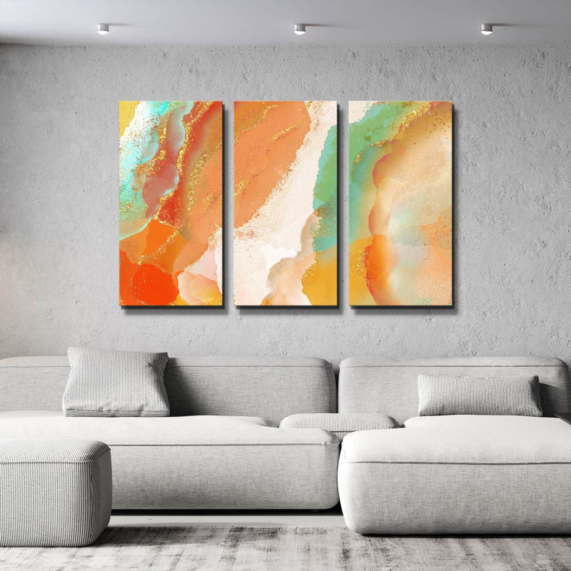 « Copperhead Row » de Delores Naskrent, triptyque mural, 152 x 102 cm, 60"x40"