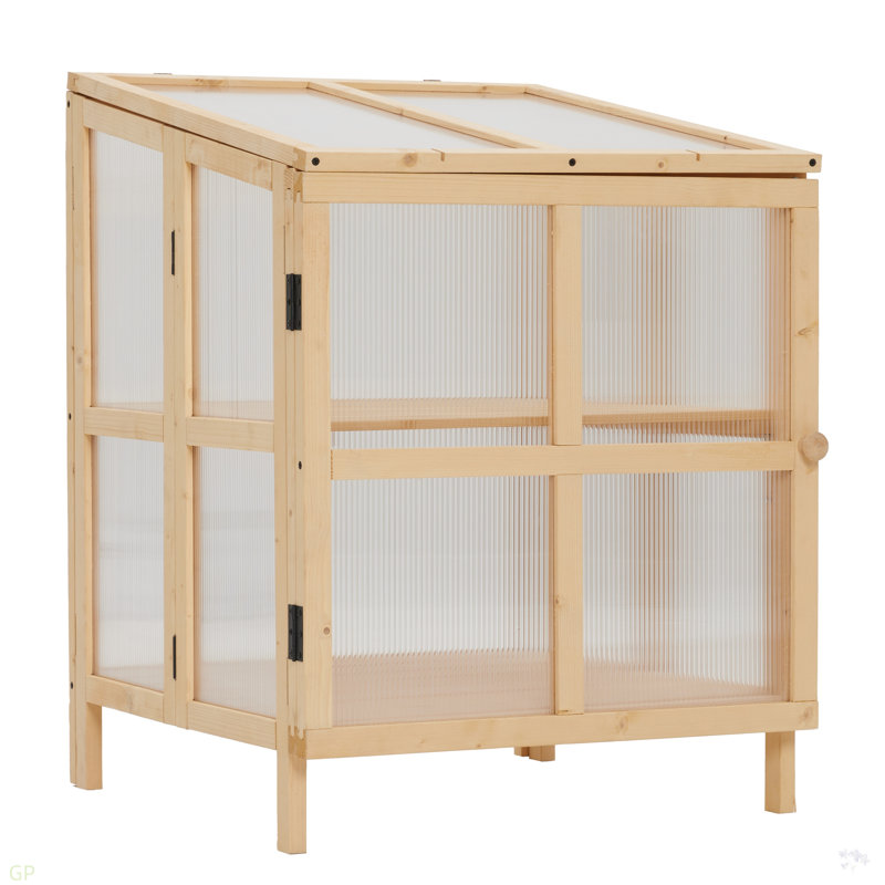 2 Tier Foldable Cold Frame Greenhouse, Portable Wooden Greenhouse Garden Cold Frame Raised Planter Box With Shelves
