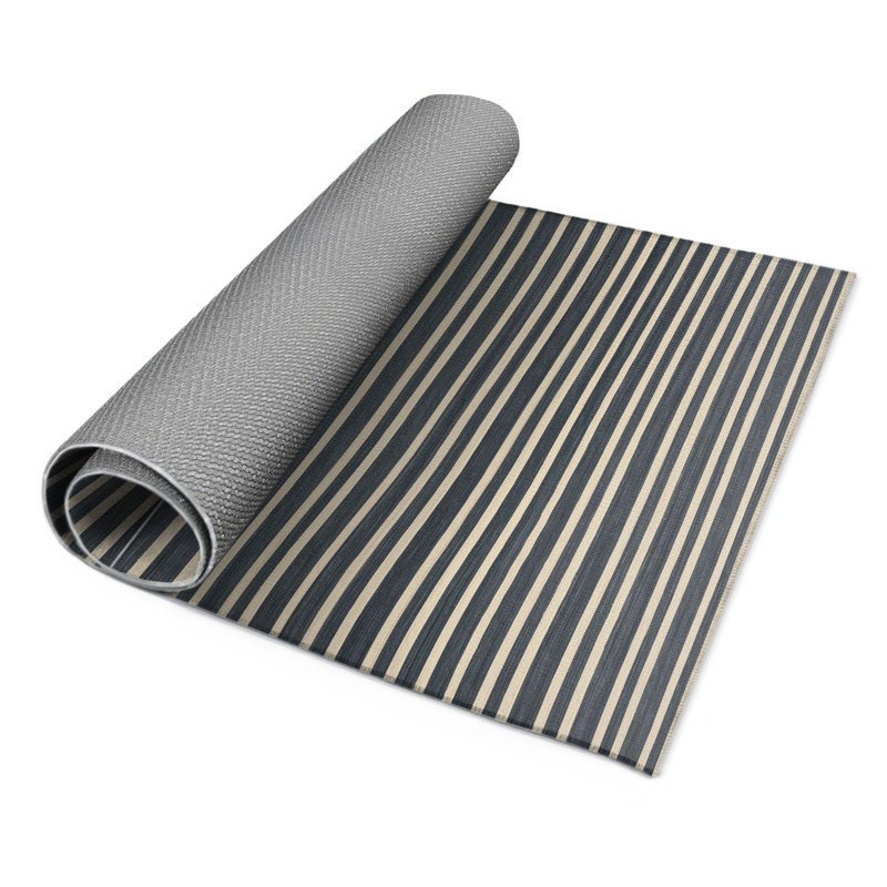 Tapis intérieur / extérieur gris HorizontalStripes, Rectangle 5 pi x 7 pi