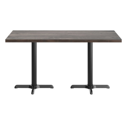 60"L x 30"W Solid Wood Commercial Tabletop with 22" x 22" Dining Height X-Bases