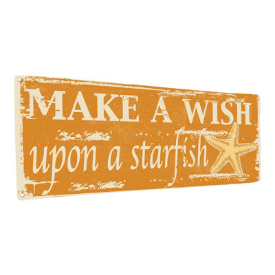 Plaque en métal «Make A Wish On A Starfish»