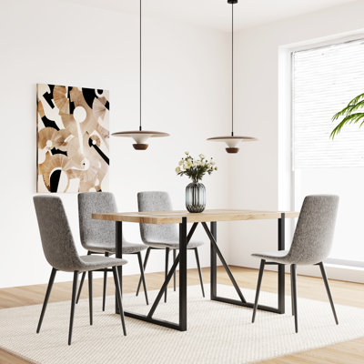 Collection 4 chaises de salle à manger, sièges de cuisine et de coin modernes avec coussin en lin et pieds robustes en métal gris, style 4
