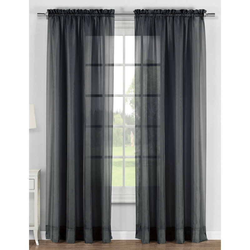 Louth Sheer Curtain Pair, Black