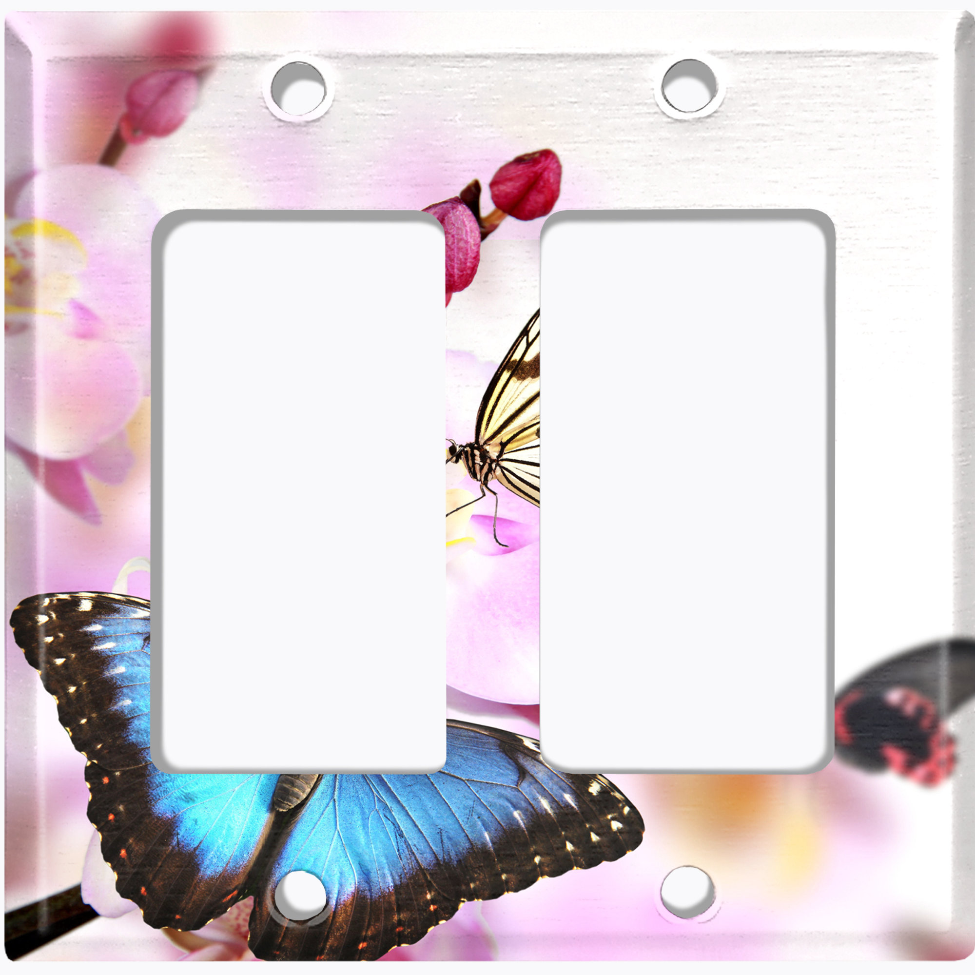 WorldAcc Metal Light Switch Plate Outlet Cover (Colourful Butterflies ...
