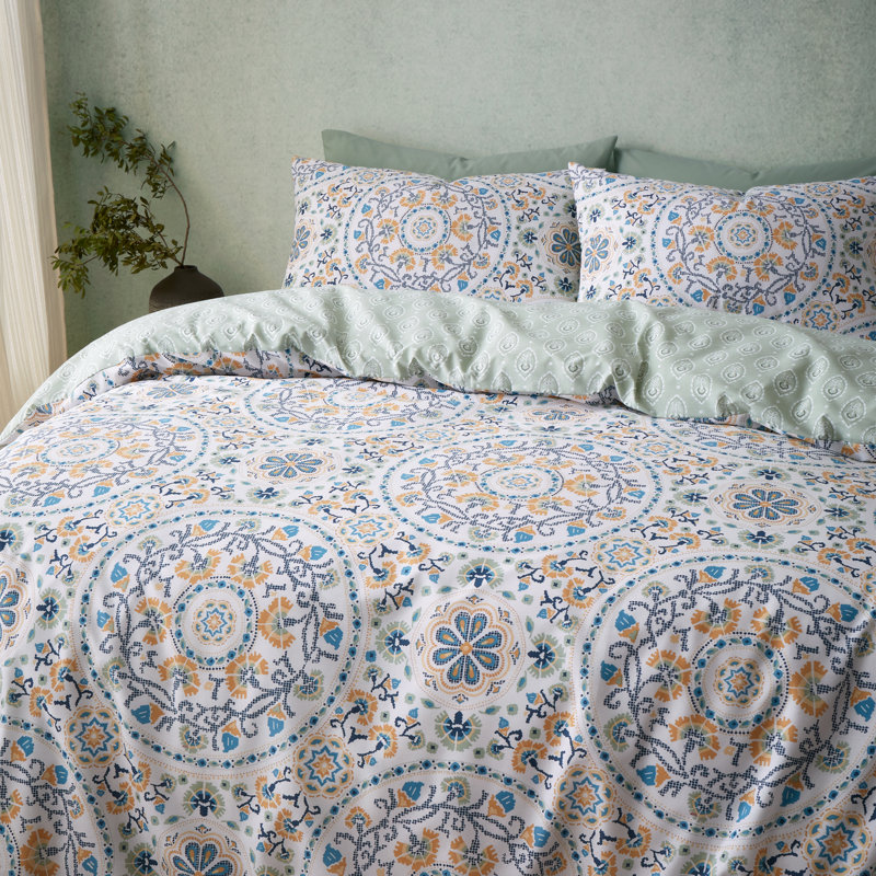Cotton Blend Geometric Shapes Duvet Cover Set with Pillowcases Included, Super King - 2 Standard Pillowcases
