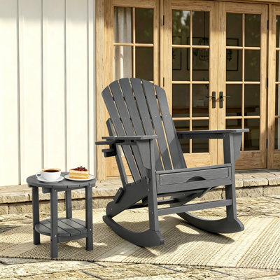 Plastic/Resin Folding and Rocking Adirondack Chair with Ottoman